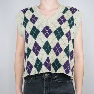 Vintage 90s ParFour Argyle Cropped Golf Sweater Vest